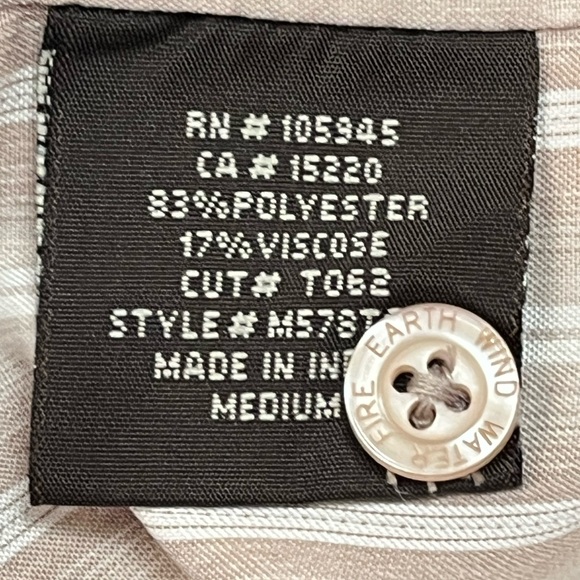 Element Skateboard Projects men’s button down shirt, tan/cream striped, size M - Picture 5 of 12